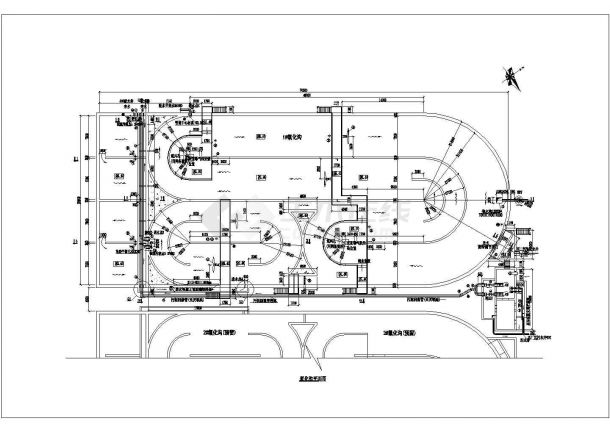 某污水处理厂(Carrousel氧化沟工艺)设计cad全套施工图-图二