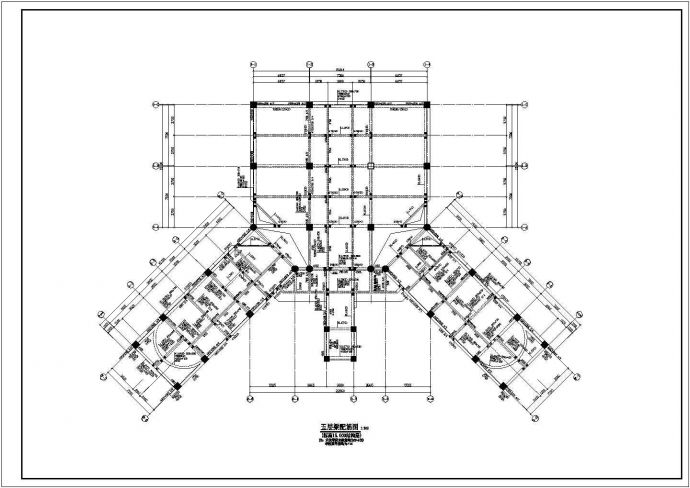 某地区5层蝶形办公楼框架结构施工图_图1