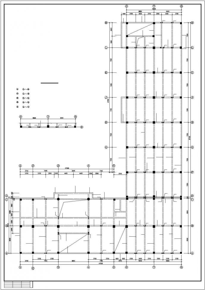 某地区5层全框架L形生产车间办公楼结构施工图_图1