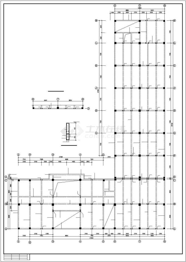 某地区5层全框架L形生产车间办公楼结构施工图-图二