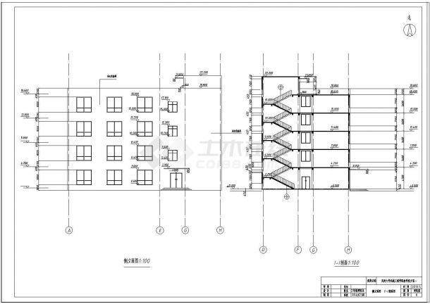 某四层框架结构教学楼建筑工程量计算实例（含cad图纸）-图二