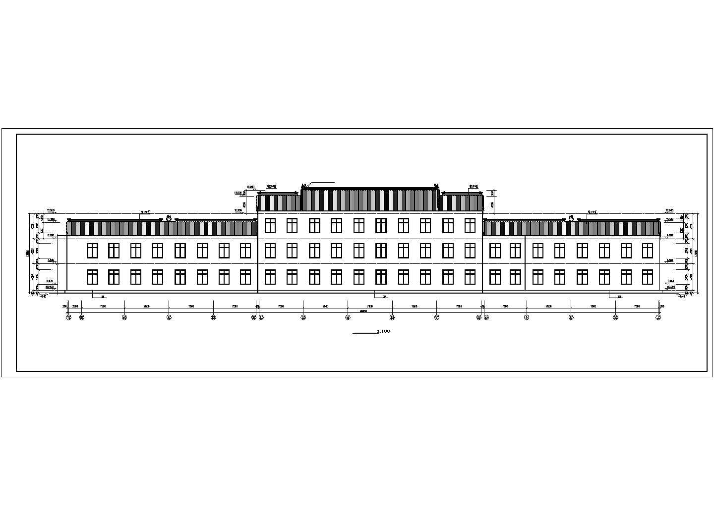 某大型仿古建筑的建筑CAD设计施工图-立面