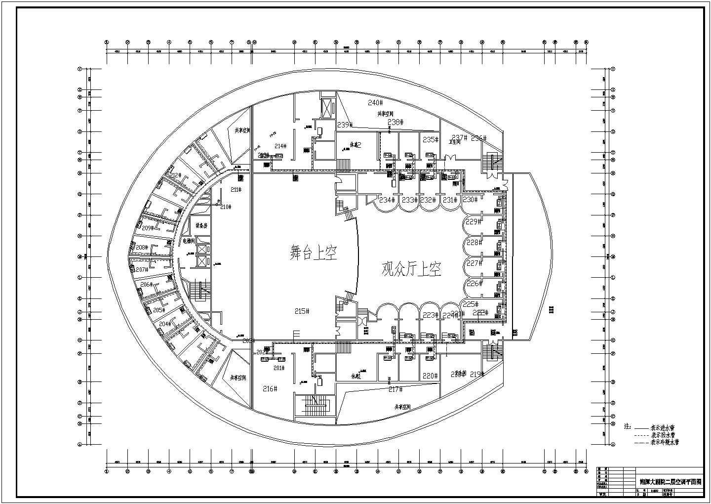 某歌剧院全套空调cad设计图纸(含湘潭大剧院机房平面图)