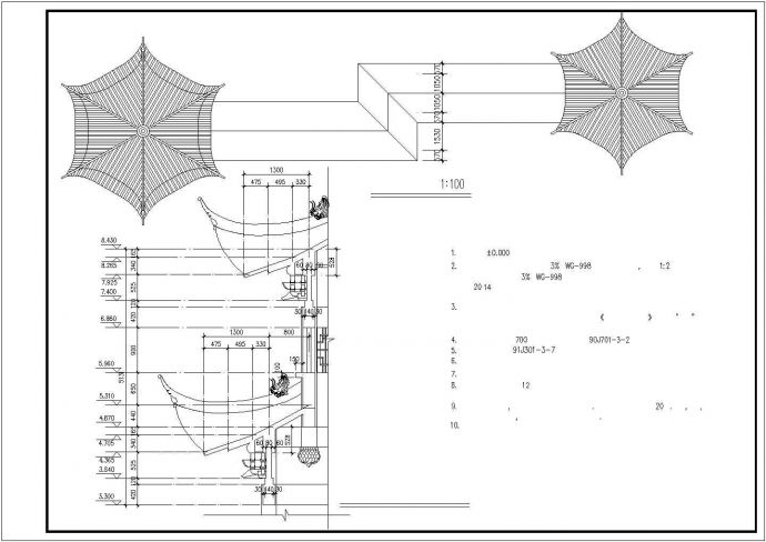 某廊亭景观设计CAD施工图纸_图1