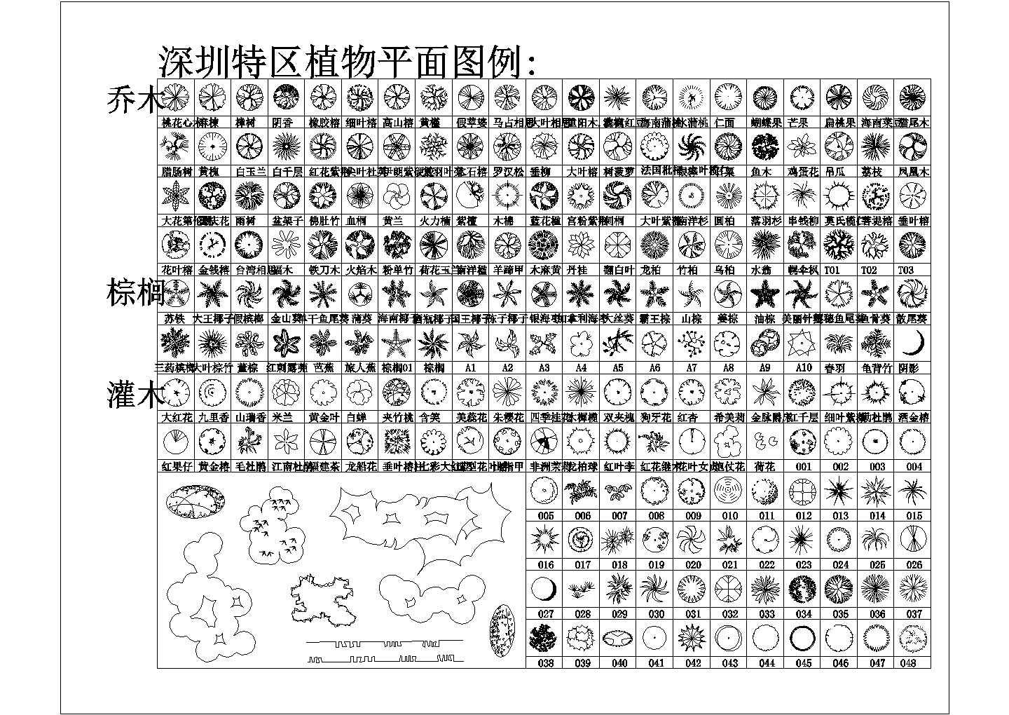 深圳植物设计图例集CAD详图