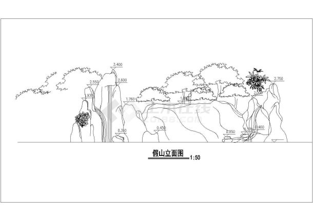 某假山立面设计参考布置图-图二