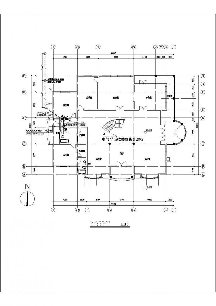 某科研楼电气CAD基础平面布置参考图_图1