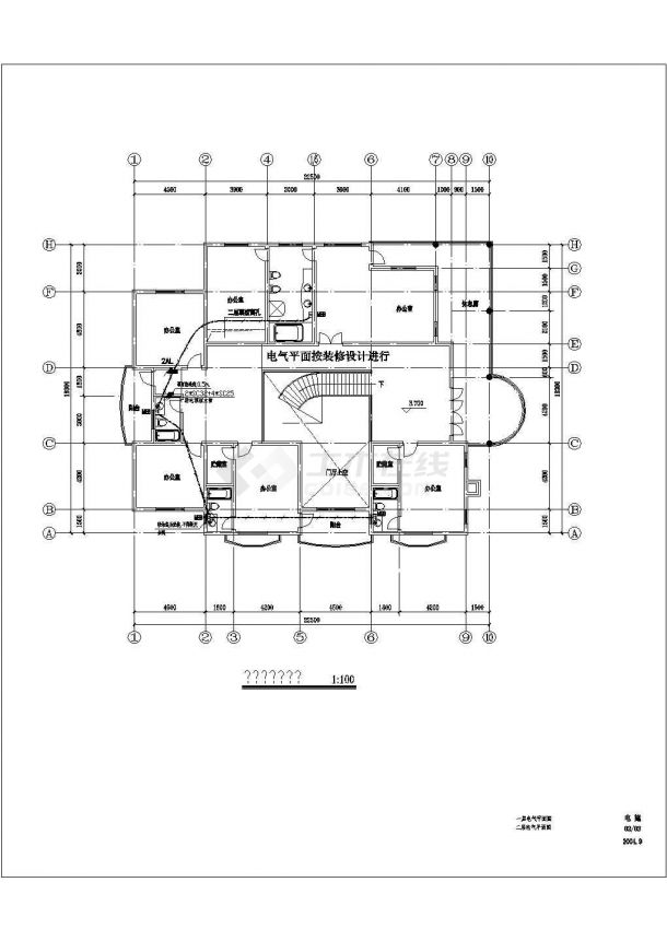 某科研楼电气CAD基础平面布置参考图-图二