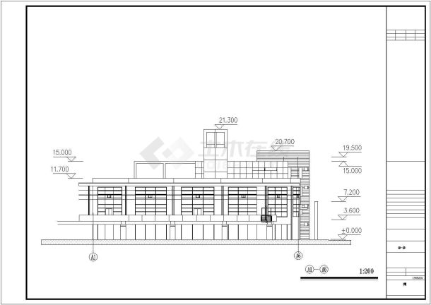 某四层幼儿园教学楼方案设计cad图，共十一张-图一