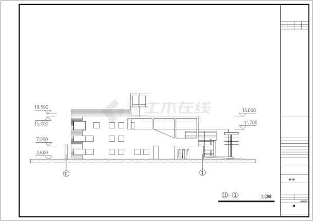 某四层幼儿园教学楼方案设计cad图，共十一张-图二