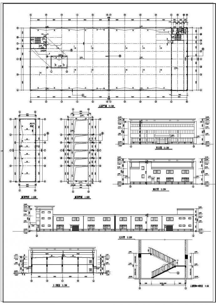 长90.58米 宽36米 3层6864.48平米生产车间建筑cad施工图_图1