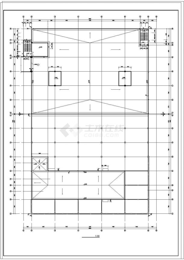 长91米 宽65.5米 4+1夹层大型厂房建筑cad施工图-图一