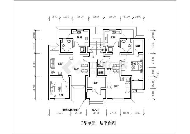 衡州一室二厅设计全套施工cad图-图一