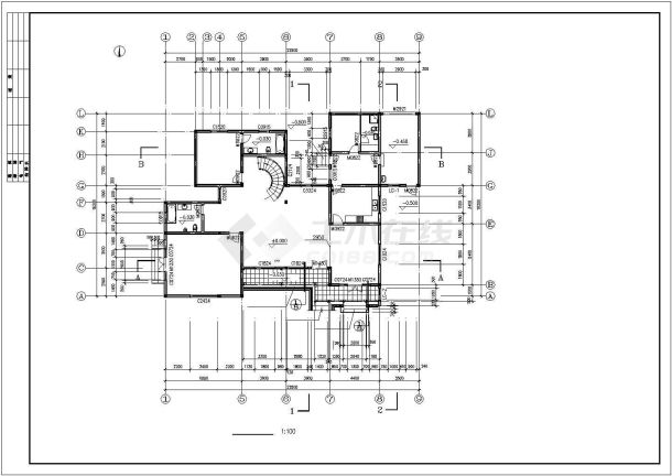某苏式江南二层别墅建筑结构水电施工图CAD-图二