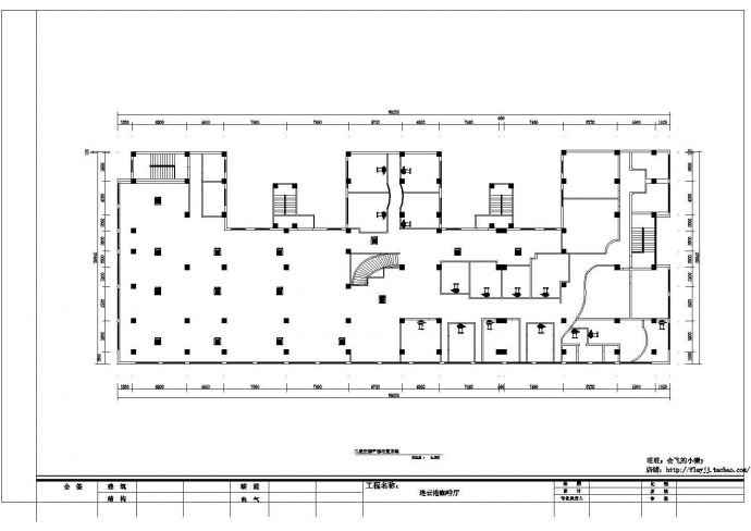 某长69.22米 宽26.64米 连云港咖啡厅CAD室内设计装修方案（设计说明 平面布置 顶面布置 空调布置 平面尺寸 火灾自动报警系统 水喷淋自动灭火系统）_图1
