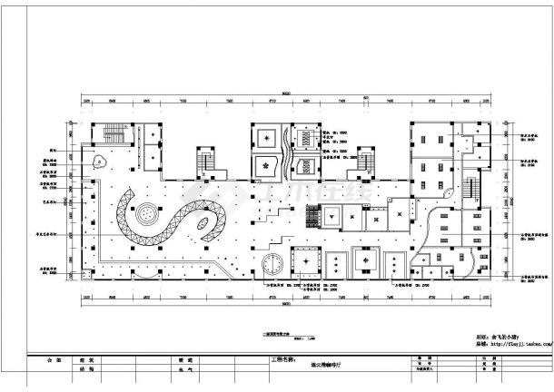 某长69.22米 宽26.64米 连云港咖啡厅CAD室内设计装修方案（设计说明 平面布置 顶面布置 空调布置 平面尺寸 火灾自动报警系统 水喷淋自动灭火系统）-图二