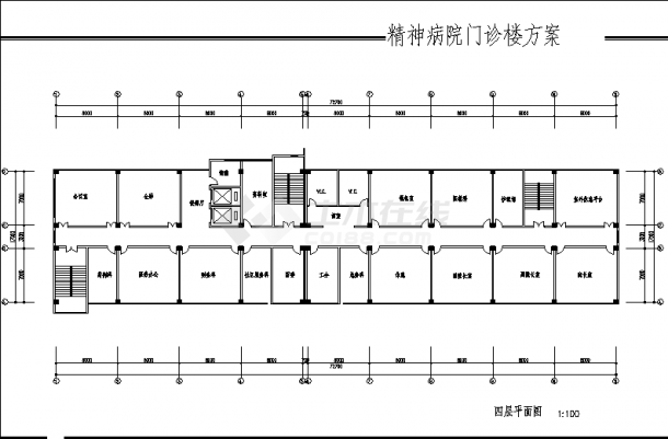 上海某精神病医院5层门诊楼建筑设计施工cad图纸（含说明）-图二