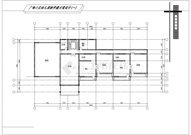 982平方米广场小区幼儿园设计建筑施工cad图，共七张-图二