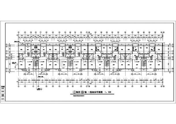崇州市某小区6层组合式砖混商住楼建筑设计CAD图纸（1层为门面房）-图二