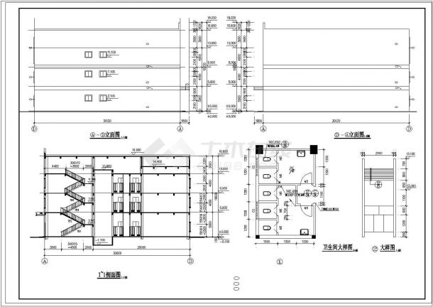 长56.6米 宽30米 3层5300平米框架结构海棉加工厂cad建施图-图二