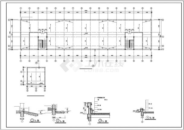 长60.24米 宽12.24米 4层针织厂房建筑cad施工图-图二