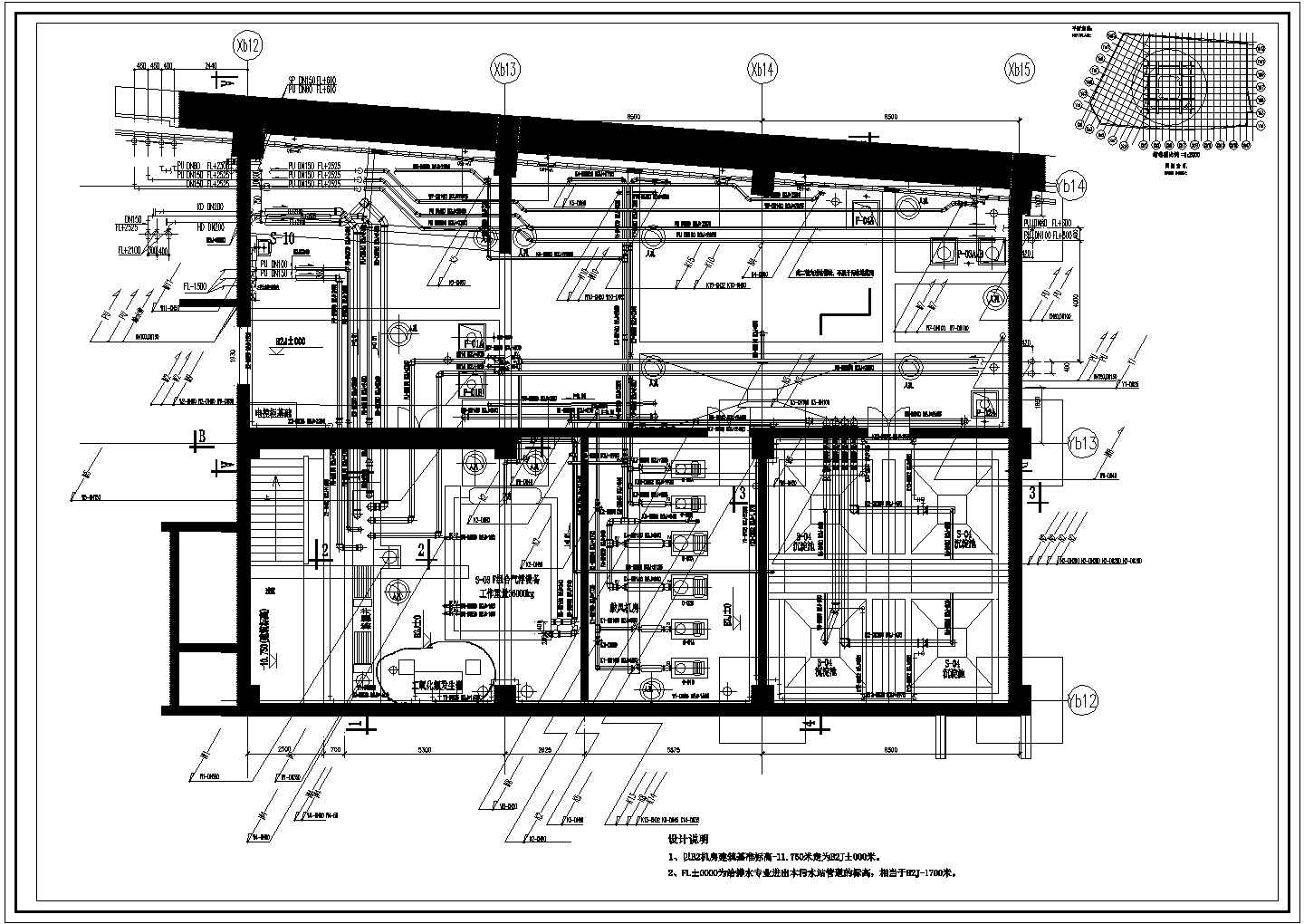 某高层建筑水处理设施规划设计cad施工总平面图