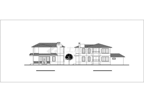 某地现代风格住宅建筑设计CAD图纸-图二