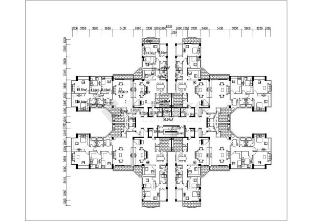 泉州市某社区14层剪力墙结构公寓住宅楼平立面设计CAD图纸-图二