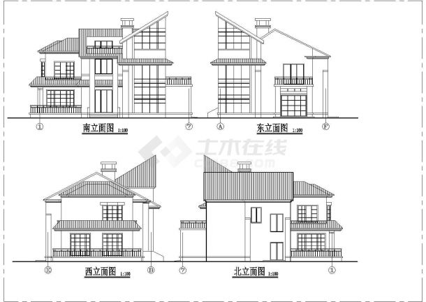 某地小型住宅楼建筑设计CAD图纸（共4张）-图一