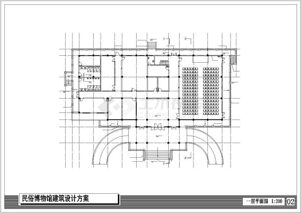 某1824.8平米三层民俗博物馆CAD建筑设计方案【平立剖 总平 说明】-图二