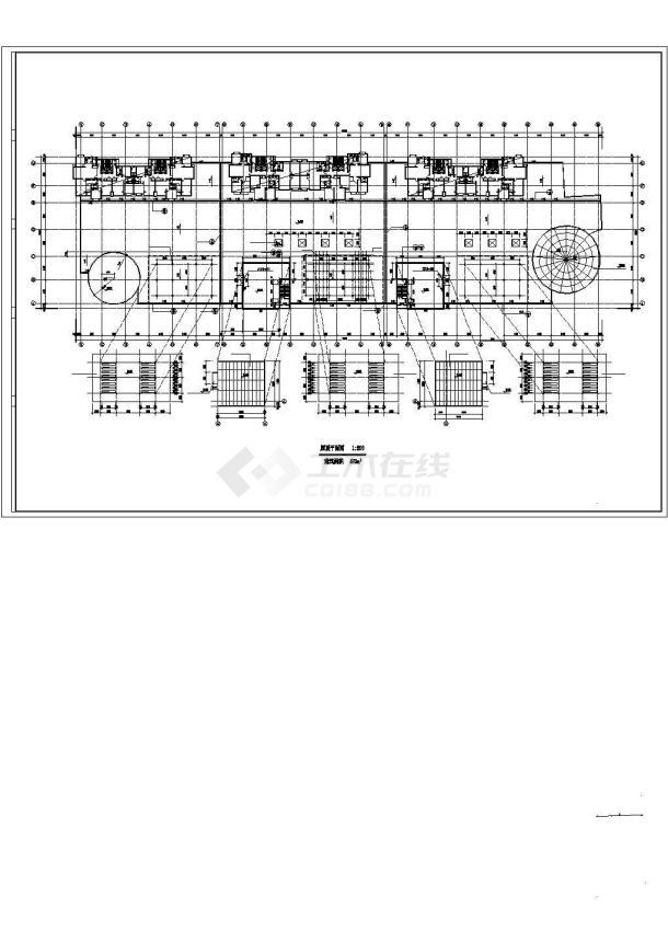 天津某商场CAD建筑设计-商场平立剖面-图一