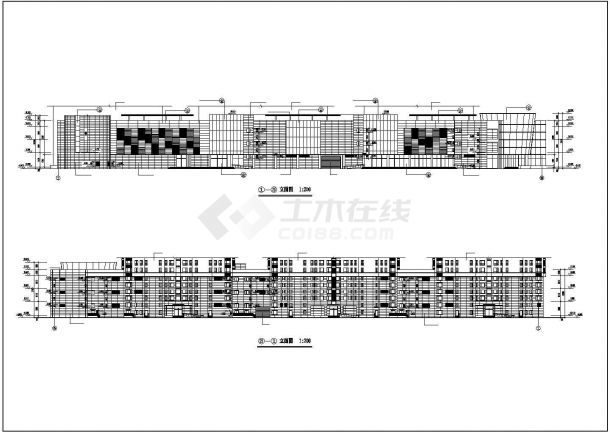 天津某商场CAD建筑设计-商场平立剖面-图二