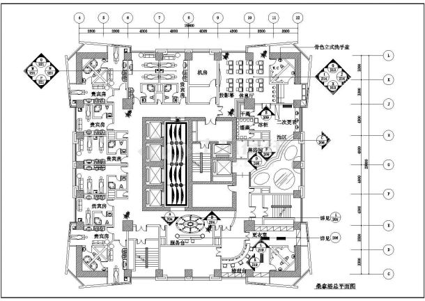 【苏州】某大型豪华桑拿会所全套装修施工设计cad图-图二