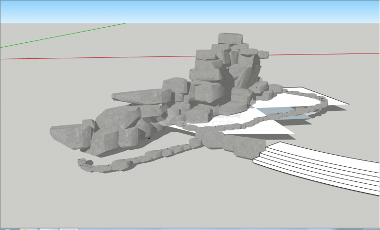 立体好看假山置石叠水的SU模型-图二