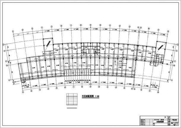 长65米宽16.8米5层框架弧形办公楼结构施工图-图一