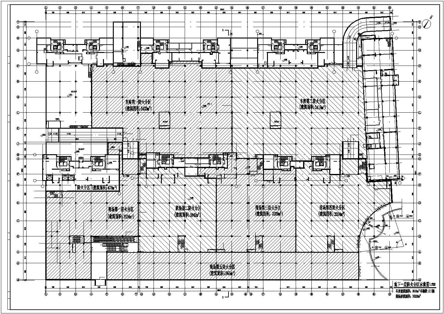 天津某商场CAD建筑设计-商场地下一层平面