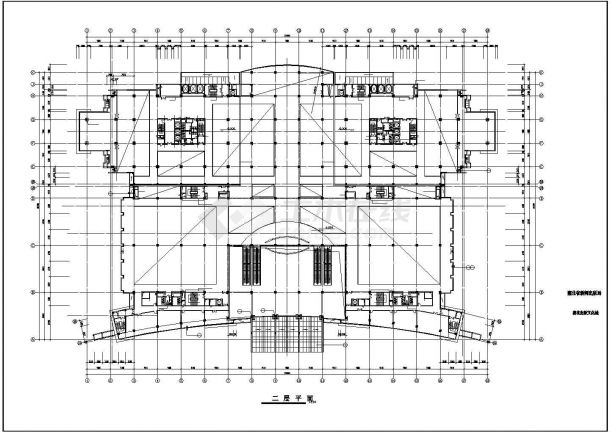某双子塔综合大楼CAD框架结构设计平面图施工图-图一