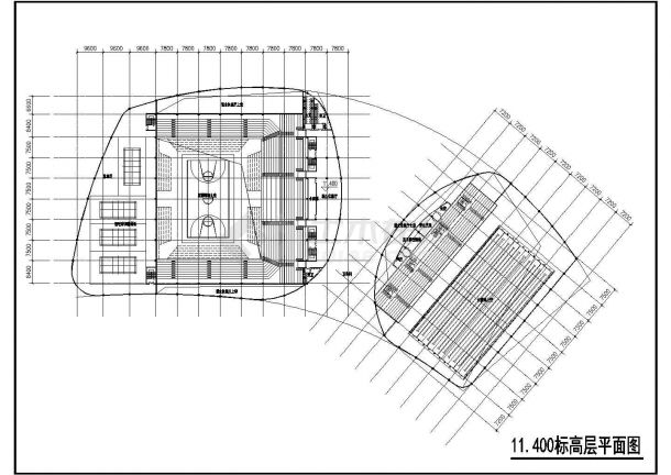某郫县文化中心体育中心-体育馆、游泳馆CAD图纸-图二