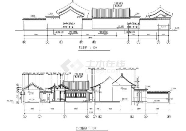 某中式四合院住宅CAD框架结构方案设计图-图一