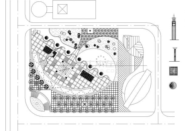 某文化艺术广场全套CAD景观设计图纸-图二