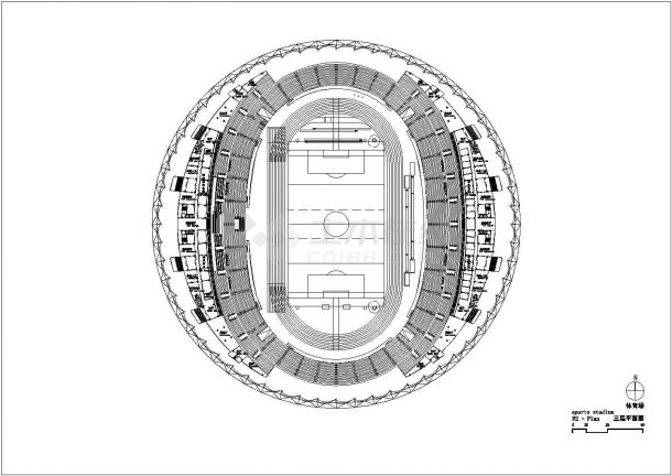某枣庄文体中心CAD-体育场建图纸筑设计-图二