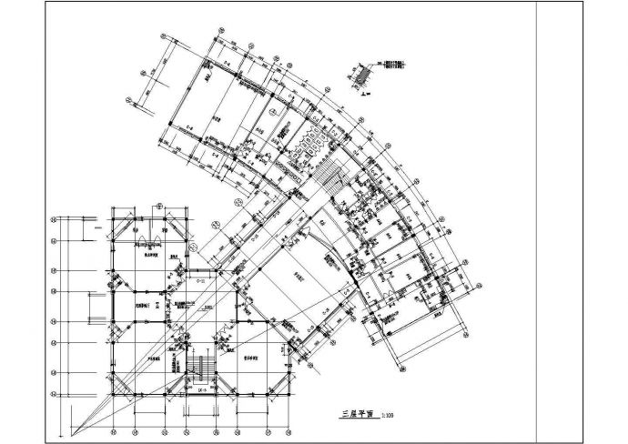 某长约52米 宽约50米 三层少儿图书馆CAD建筑设计含详图_图1