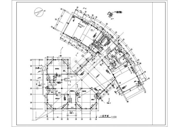 某长约52米 宽约50米 三层少儿图书馆CAD建筑设计含详图-图二