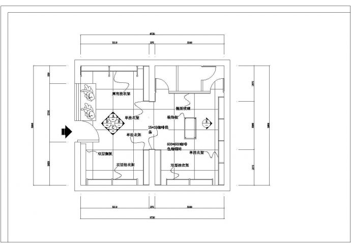 某38平方简单服装店CAD室内设计装修图纸方案图_图1
