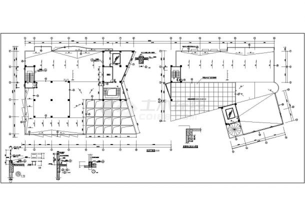 某长95.82米 宽32米 四层6413.65平米CAD框架结构艺术学院图书馆及阶梯教室综合楼含详图-图二