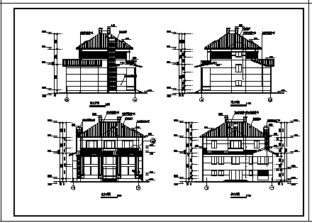 别墅设计_某三层航民村仿古别墅建筑施工cad图纸-图一