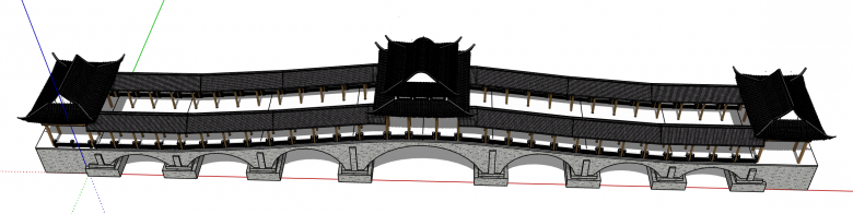 仿古中式廊桥su模型-图二
