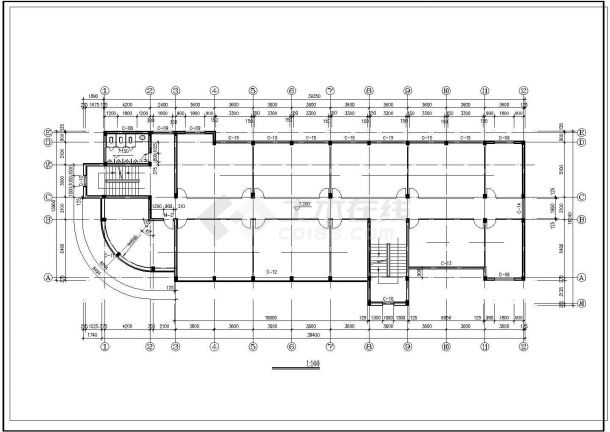 4层办公楼建筑CAD细节布置图-图二