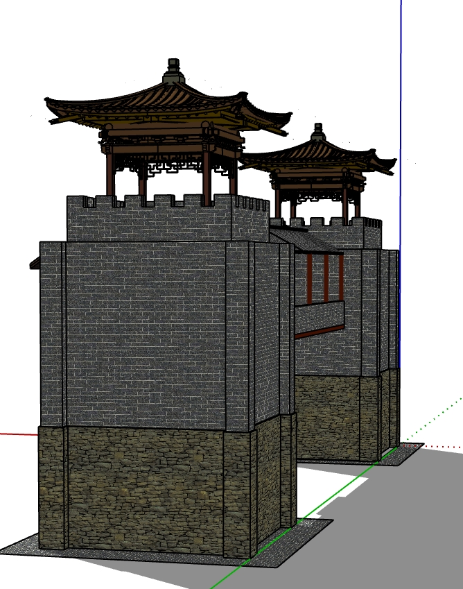 中式风格景区大门入口SU模型_图1
