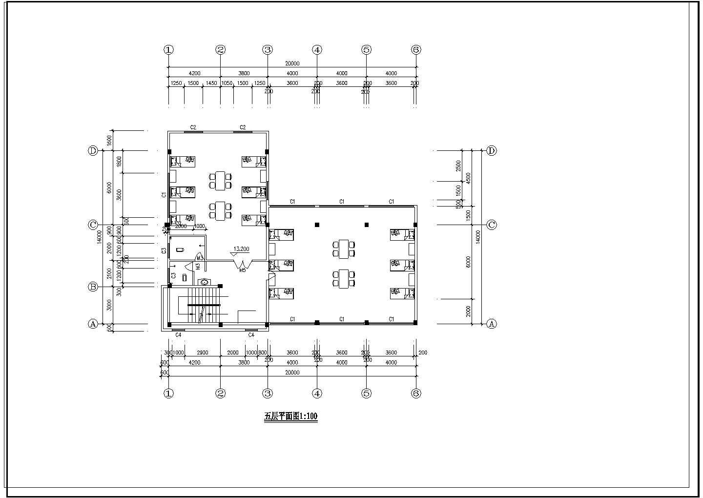 某六层宿舍餐厅综合楼建筑cad施工图